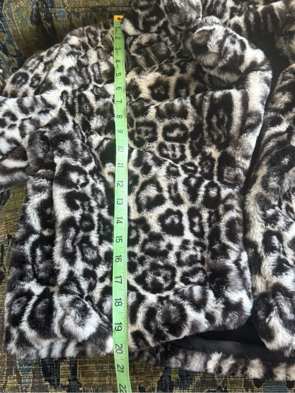 Love Tree Leopard Faux Fur Cropped Jacket Plush Animal Print Coat Large - Picture 4 of 8
